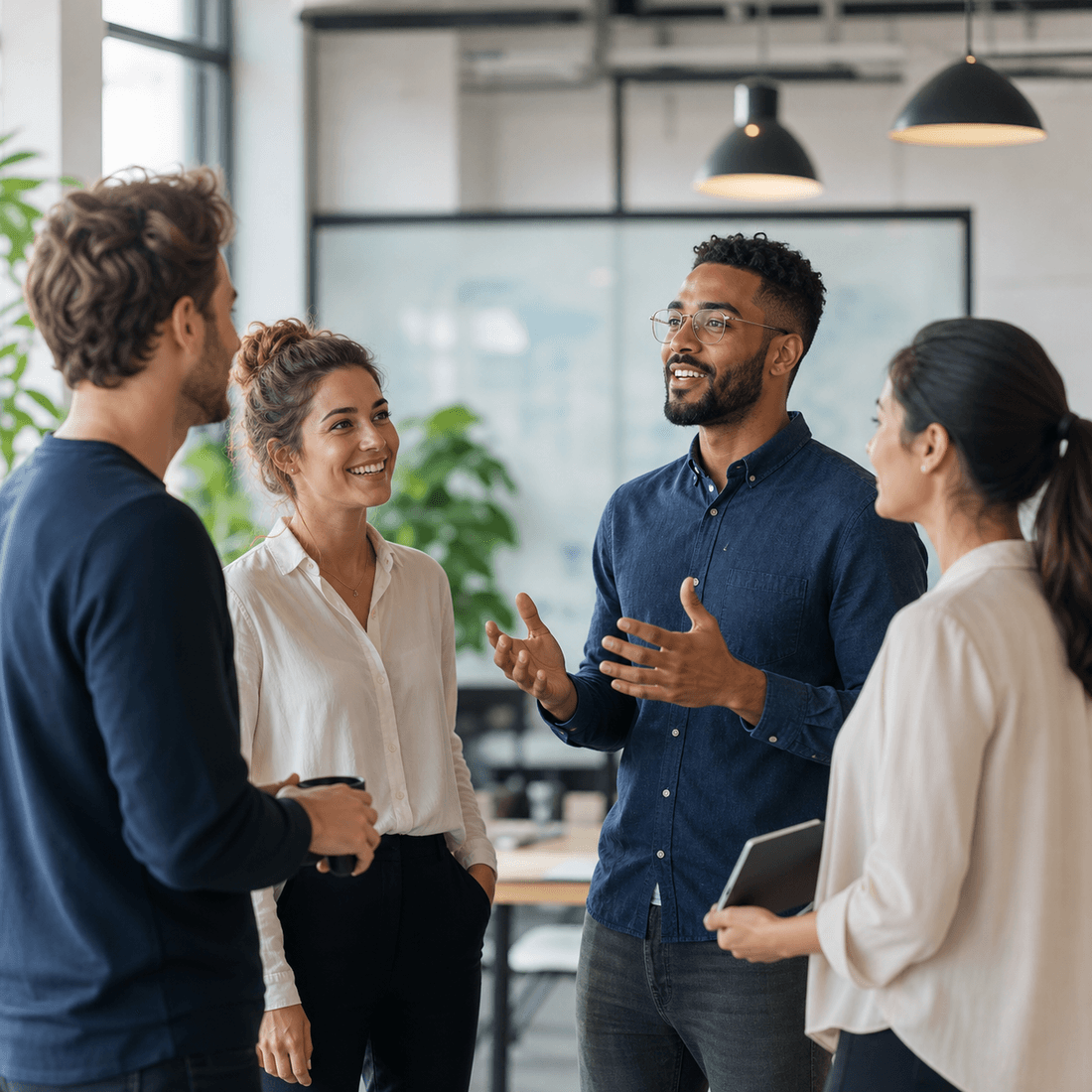 In-house marketing team collaborating on brand content